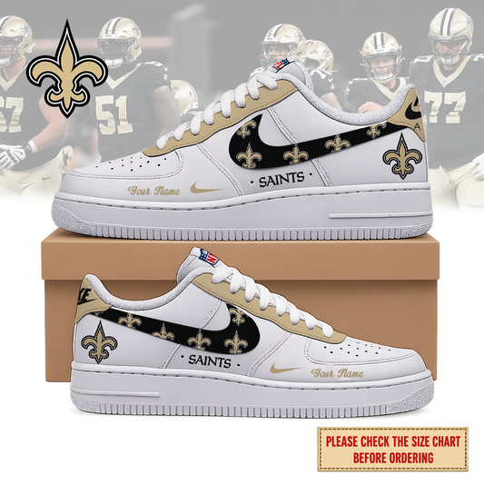 VIRAL EDITION - NEW CUSTOMIZED NFL24 NOS NEW ORLEANS SAINTS AF1 SHOES