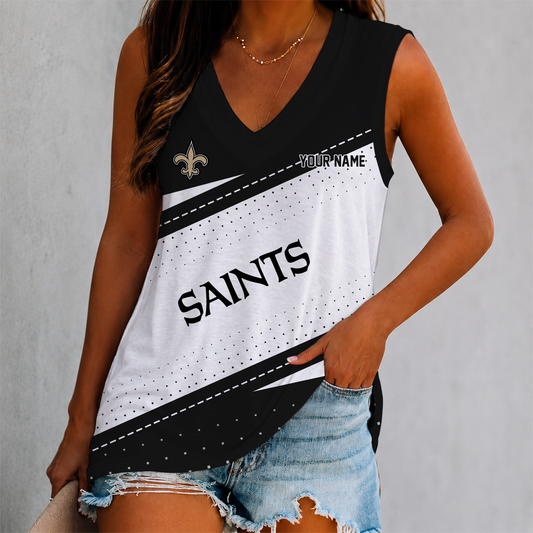 VIRAL EDITION - NEW CUSTOMIZED NFL24 NOS NEW ORLEANS SAINTS WOMEN'S V-NECK TANK TOP
