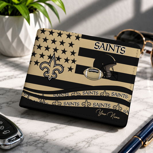 FINAL SALE - NEW CUSTOMIZED NFL24 NOS NEW ORLEANS SAINTS LEATHER WALLET