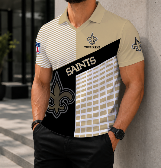 FINAL SALE - NEW CUSTOMIZED NFL24 NOS NEW ORLEANS SAINTS POLO SHIRT