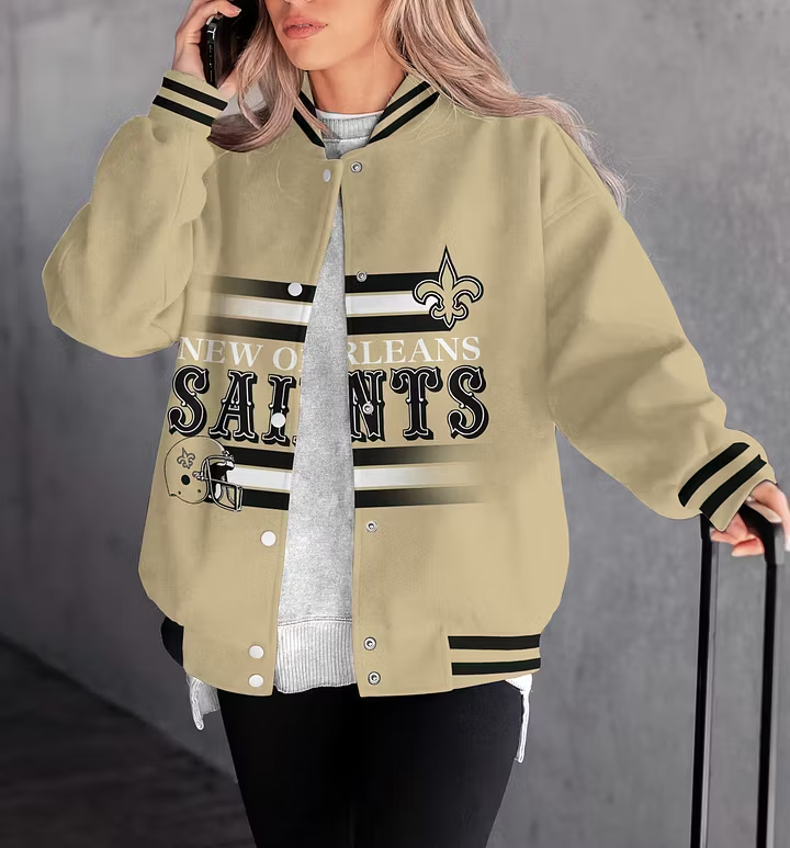 FINAL SALE - NEW CUSTOMIZED NFL24 NOS NEW ORLEANS SAINTS SATIN VARSITY & BASEBALL JACKET
