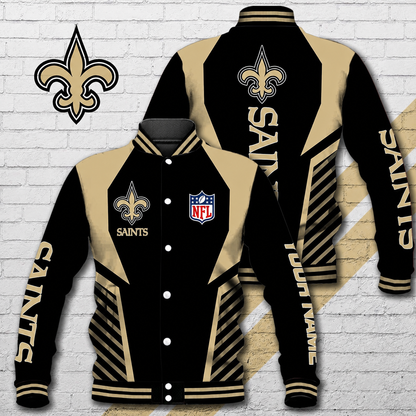 LIMITED EDITION - NEW CUSTOMIZED NFL24 NOS NEW ORLEANS SAINTS SATIN VARSITY & BASEBALL JACKET