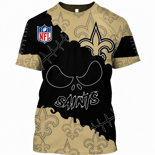 SPECIAL EDITION - NEW CUSTOMIZED NFL24 NOS NEW ORLEANS SAINTS HALLOWEEN SKULL APPAREL FOR FANS