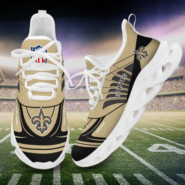 SPECIAL EDITION - NEW CUSTOMIZED NFL24 NOS NEW ORLEANS SAINTS UNISEX MAX SOUL SHOES