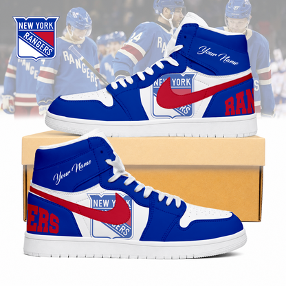 FINAL SALE - NEW CUSTOMIZED NHL24 NYR NEW YORK RANGERS AIR JORDAN SNEAKERS