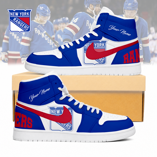 FINAL SALE - NEW CUSTOMIZED NHL24 NYR NEW YORK RANGERS AIR JORDAN SNEAKERS