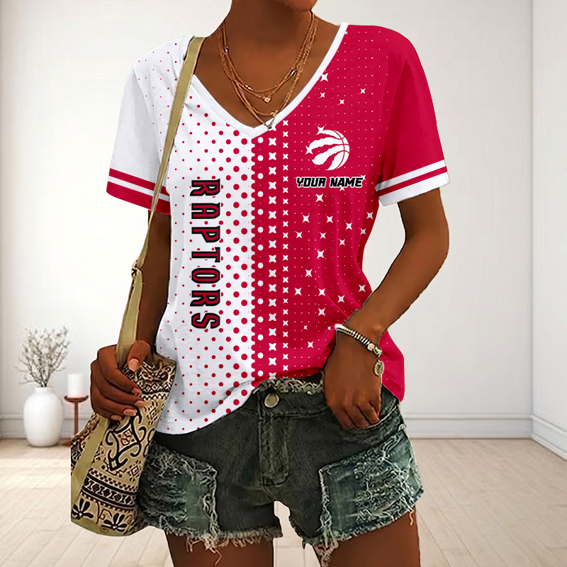VIRAL EDITION - NEW CUSTOMIZED NBA24 TRA TORONTO RAPTORS V-NECK FEMALE SHIRT
