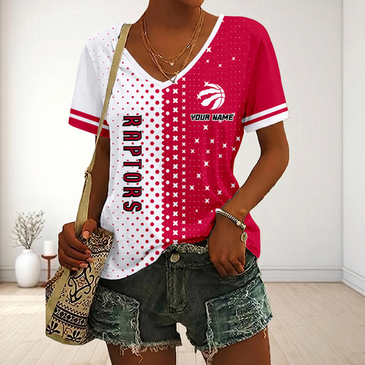 VIRAL EDITION - NEW CUSTOMIZED NBA24 TRA TORONTO RAPTORS V-NECK FEMALE SHIRT