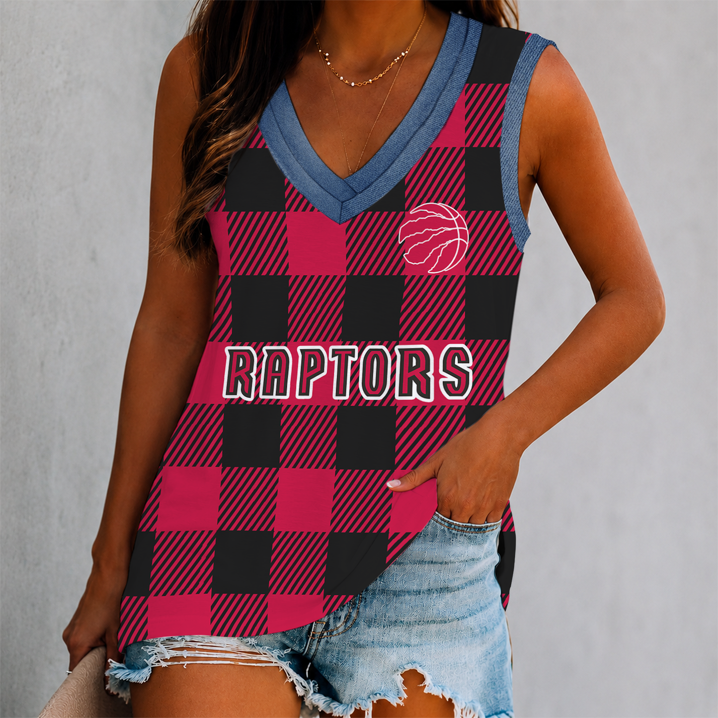 VIRAL EDITION - NEW CUSTOMIZED NBA24 TRA TORONTO RAPTORS WOMEN'S V-NECK TANK TOP