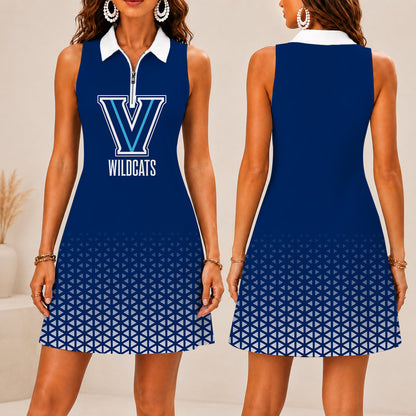 VIRAL EDITION - NEW CUSTOMIZED | NCAA MAM24 VIW VILLANOVA WILDCATS WOMEN'S ZIP SLEEVELESS POLO DRESS