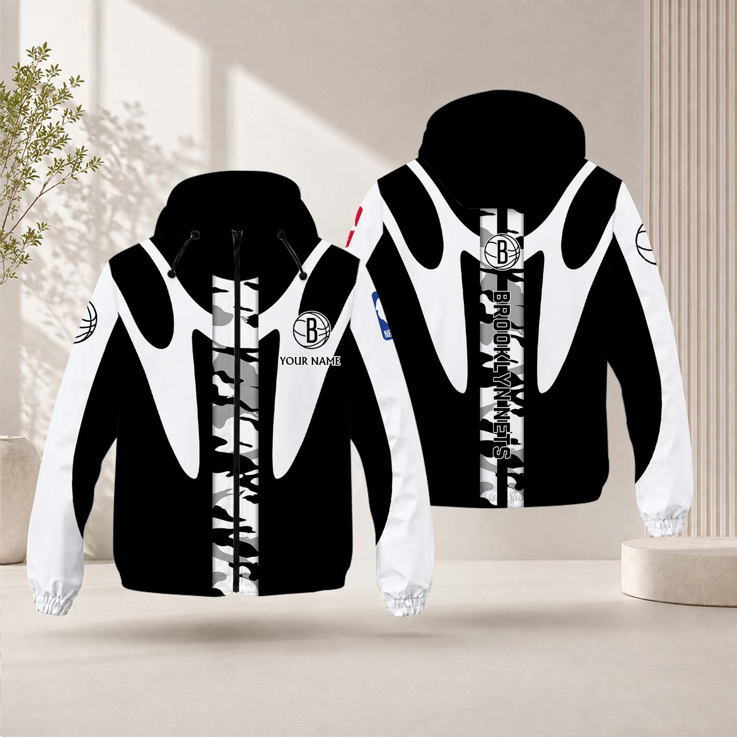FINAL SALE - NEW CUSTOMIZED NBA25 BNE BROOKLYN NETS WINDBREAKER JACKET