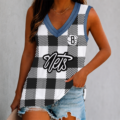 VIRAL EDITION - NEW CUSTOMIZED NBA25 BNE BROOKLYN NETS WOMEN'S V-NECK TANK TOP