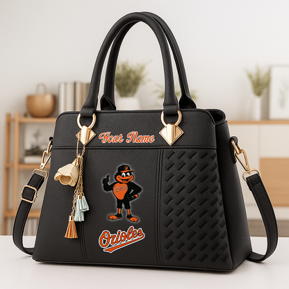 LIMITED EDITION - NEW CUSTOMIZED MLB25 BOS BT ORIOLES ZIP HANDBAG MULTICOLOR