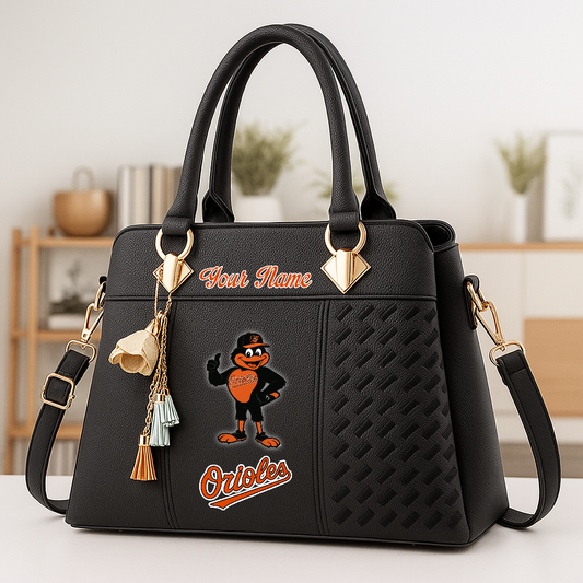 LIMITED EDITION - NEW CUSTOMIZED MLB25 BOS BT ORIOLES ZIP HANDBAG MULTICOLOR