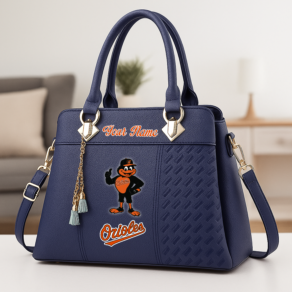 LIMITED EDITION - NEW CUSTOMIZED MLB25 BOS BT ORIOLES ZIP HANDBAG MULTICOLOR