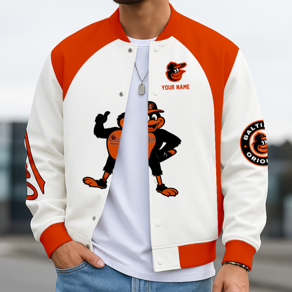 LIMITED EDITION - NEW CUSTOMIZED MLB25 BOS BT ORIOLES BASEBALL JACKET, SATIN VARSITY JACKET