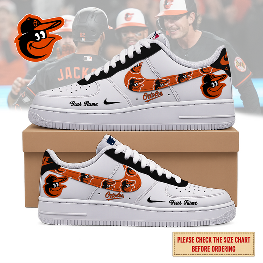 FINAL SALE - NEW CUSTOMIZED MLB25 BOS BALTIMORE ORIOLES AF1 SHOES