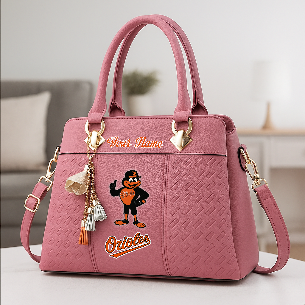 LIMITED EDITION - NEW CUSTOMIZED MLB25 BOS BT ORIOLES ZIP HANDBAG MULTICOLOR