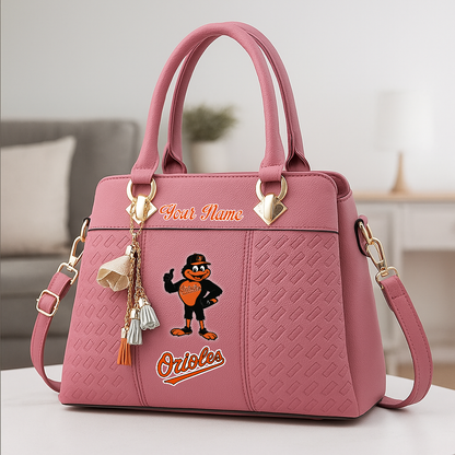 LIMITED EDITION - NEW CUSTOMIZED MLB25 BOS BT ORIOLES ZIP HANDBAG MULTICOLOR