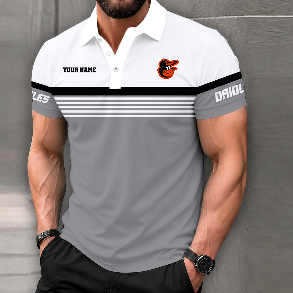 LIMITED EDITION - NEW CUSTOMIZED MLB25 BOS BALTIMORE ORIOLES POLO SHIRT