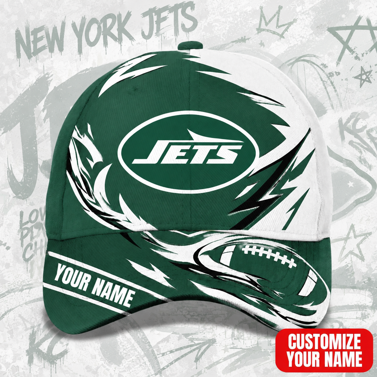 SPECIAL EDITION - NEW CUSTOMIZED NFL25 NYJ NEW YORK JETS CLASSIC CAP