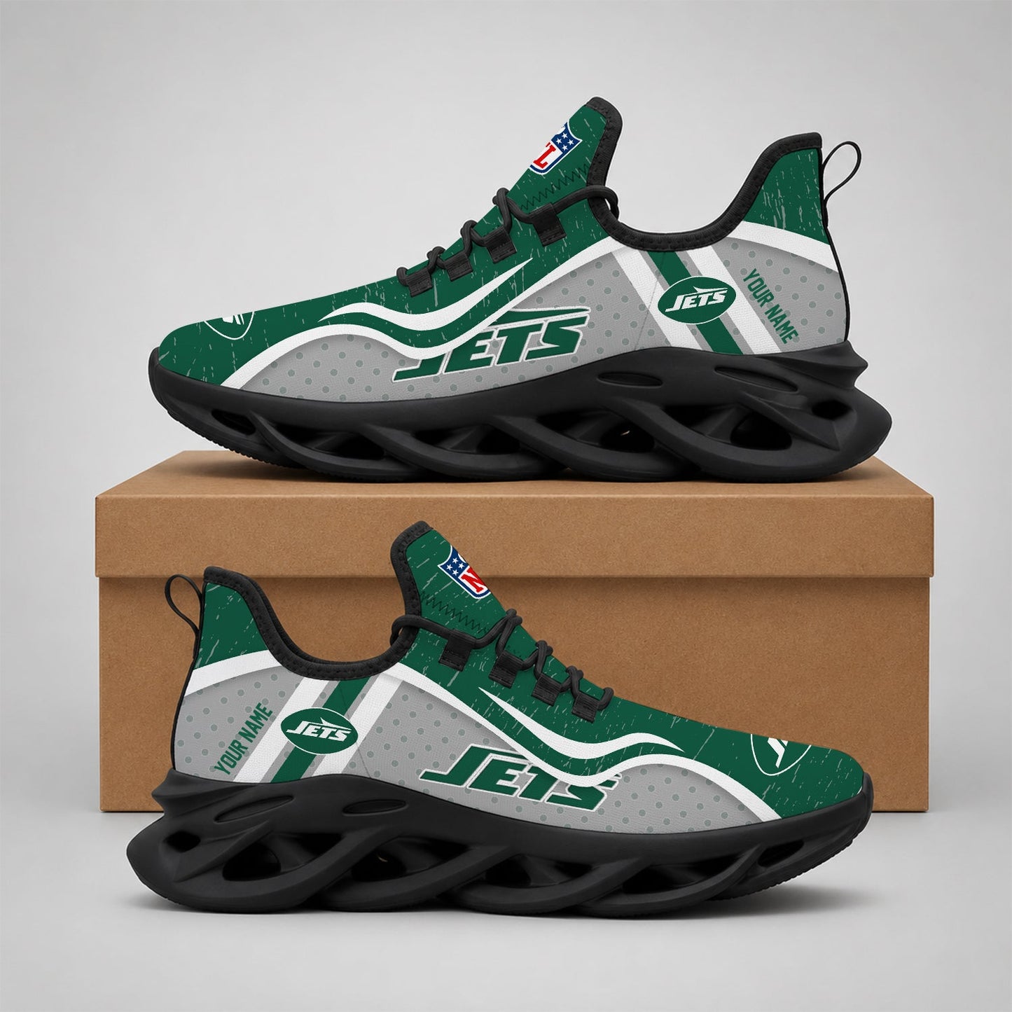 LIMITED EDITION - NEW CUSTOMIZED NFL25 NYJ NEW YORK JETS MAX SOUL SHOES