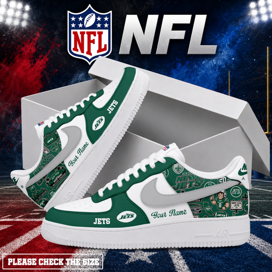 FINAL SALE - NEW CUSTOMIZED NFL25 NYJ NEW YORK JETS AF1 SHOES