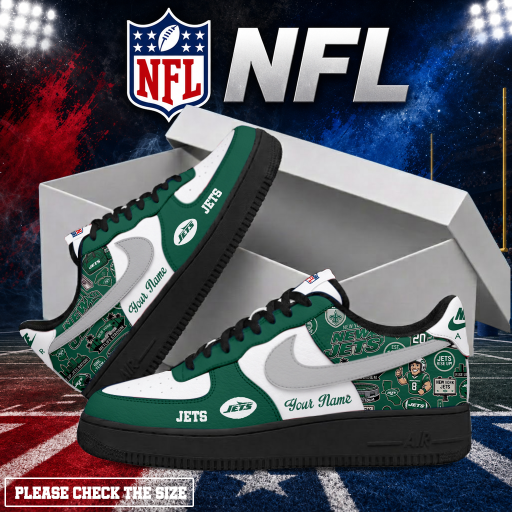 FINAL SALE - NEW CUSTOMIZED NFL25 NYJ NEW YORK JETS AF1 SHOES