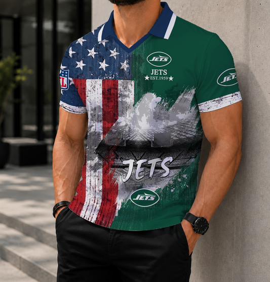 FINAL SALE - NEW CUSTOMIZED NFL25 NYJ NEW YORK JETS POLO SHIRT