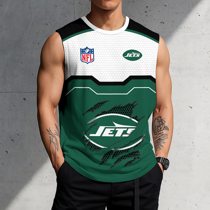 FINAL SALE - NEW CUSTOMIZED NFL25 NYJ NEW YORK JETS MEN'S GYM SHIRT