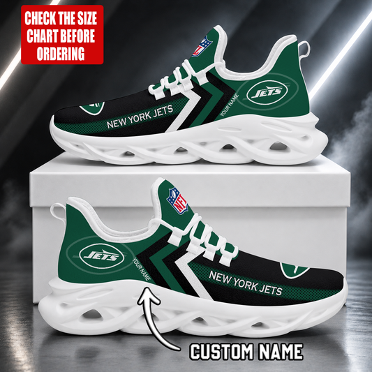 FINAL SALE - NEW CUSTOMIZED NFL25 NYJ NEW YORK JETS UNISEX MAX SOUL SHOES