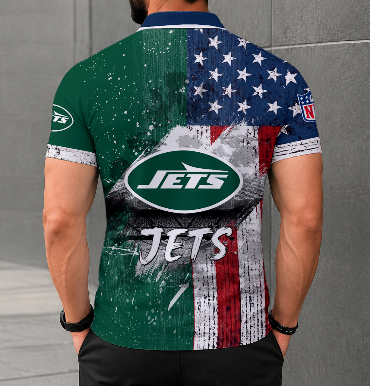 FINAL SALE - NEW CUSTOMIZED NFL25 NYJ NEW YORK JETS POLO SHIRT