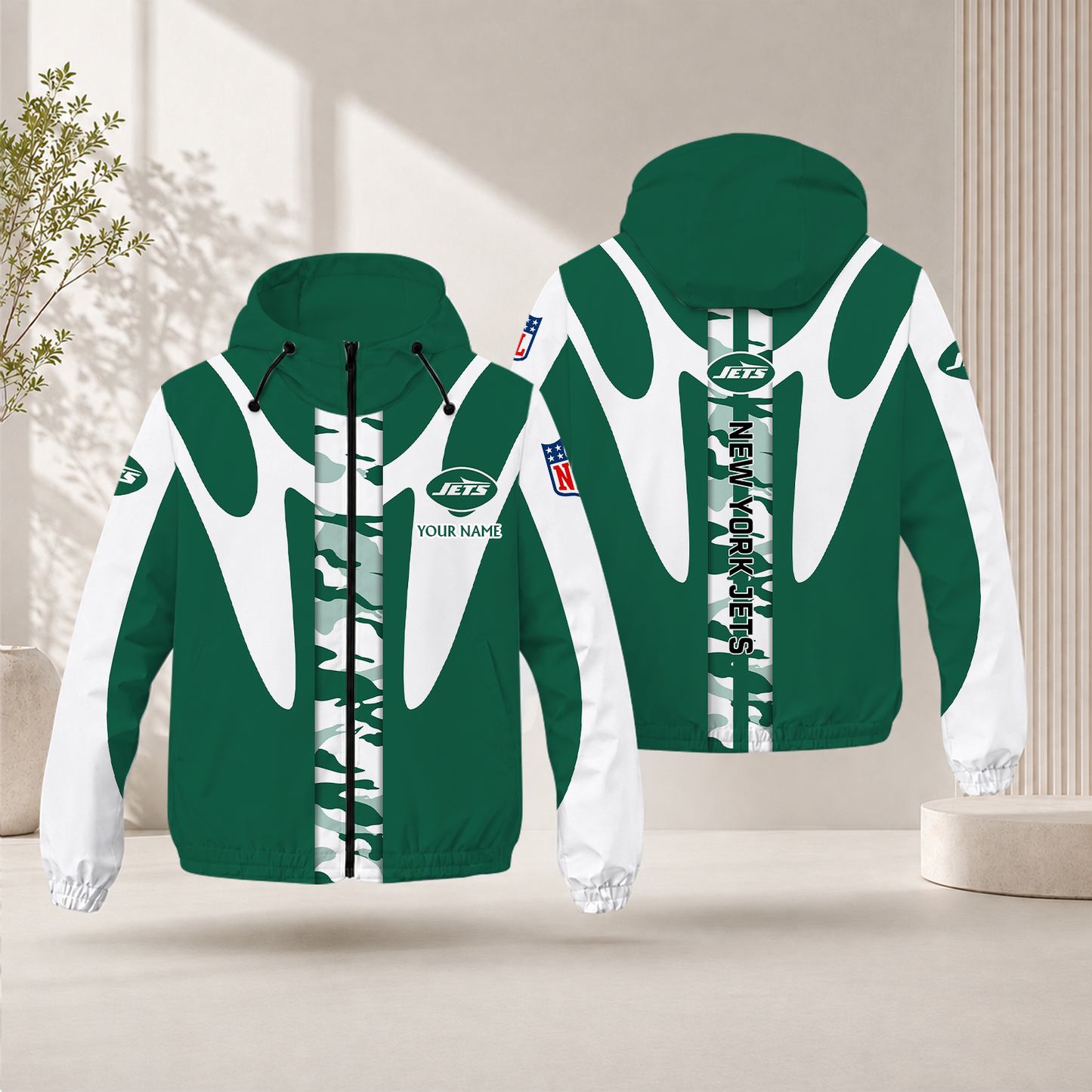 FLASH SALE - NEW CUSTOMIZED NFL25 NYJ NEW YORK JETS WINDBREAKER JACKET