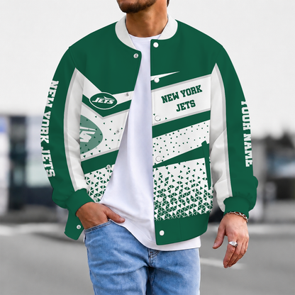 FLASH SALE - NEW CUSTOMIZED NFL25 NYJ NEW YORK JETS SATIN VARSITY & BASEBALL JACKET