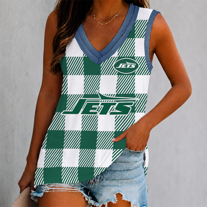 FLASH SALE - NEW CUSTOMIZED NFL25 NYJ NEW YORK JETS WOMEN'S V-NECK TANK TOP