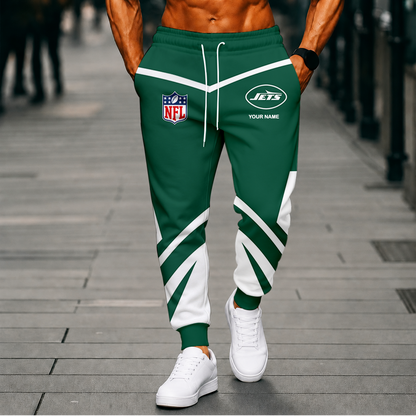FINAL SALE - NEW CUSTOMIZED NFL25 NYJ NEW YORK JETS SWEATPANTS