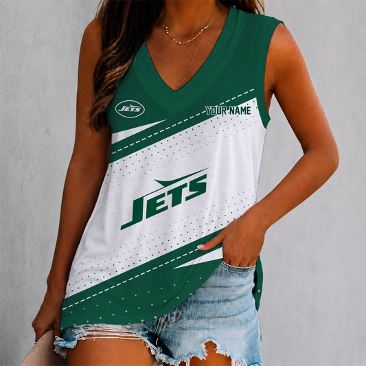 VIRAL EDITION - NEW CUSTOMIZED NFL25 NYJ NEW YORK JETS WOMEN'S V-NECK TANK TOP