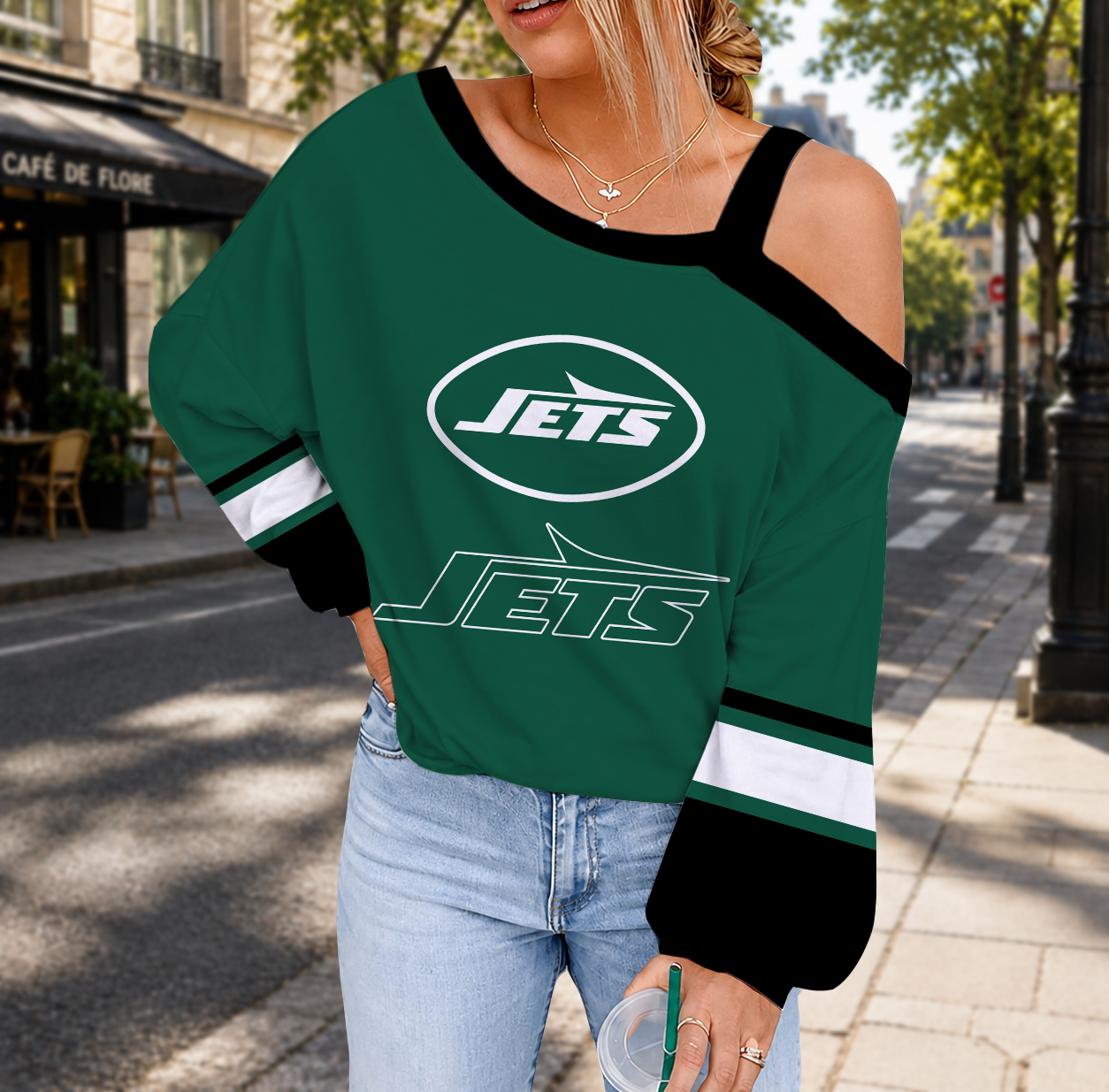 LIMITED EDITION - NEW CUSTOMIZED NFL25 NYJ NEW YORK JETS DROP SHOULDER SWEATSHIRT