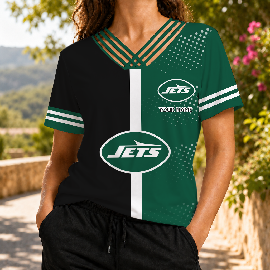 VIRAL EDITION - NEW CUSTOMIZED NFL25 NYJ NEW YORK JETS V-NECK SHIRT