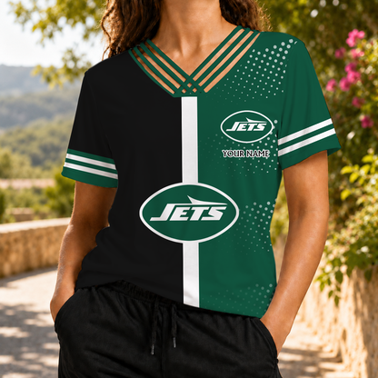 VIRAL EDITION - NEW CUSTOMIZED NFL25 NYJ NEW YORK JETS V-NECK SHIRT