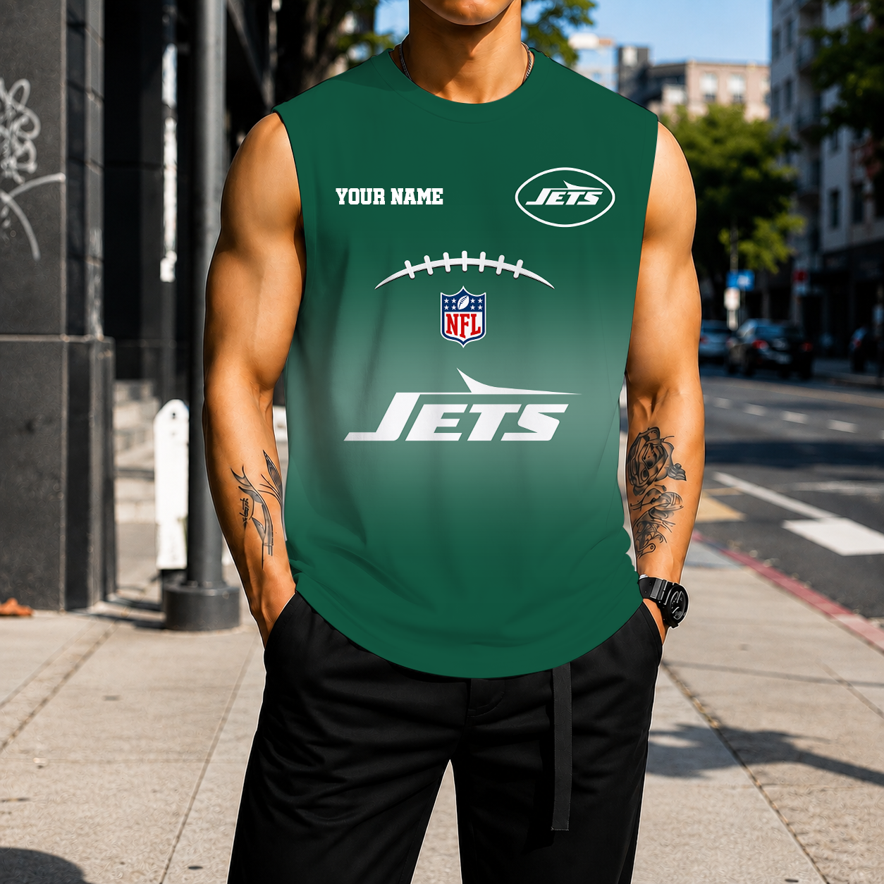 VIRAL EDITION - NEW CUSTOMIZED NFL25 NYJ NEW YORK JETS MEN'S GYM SHIRT