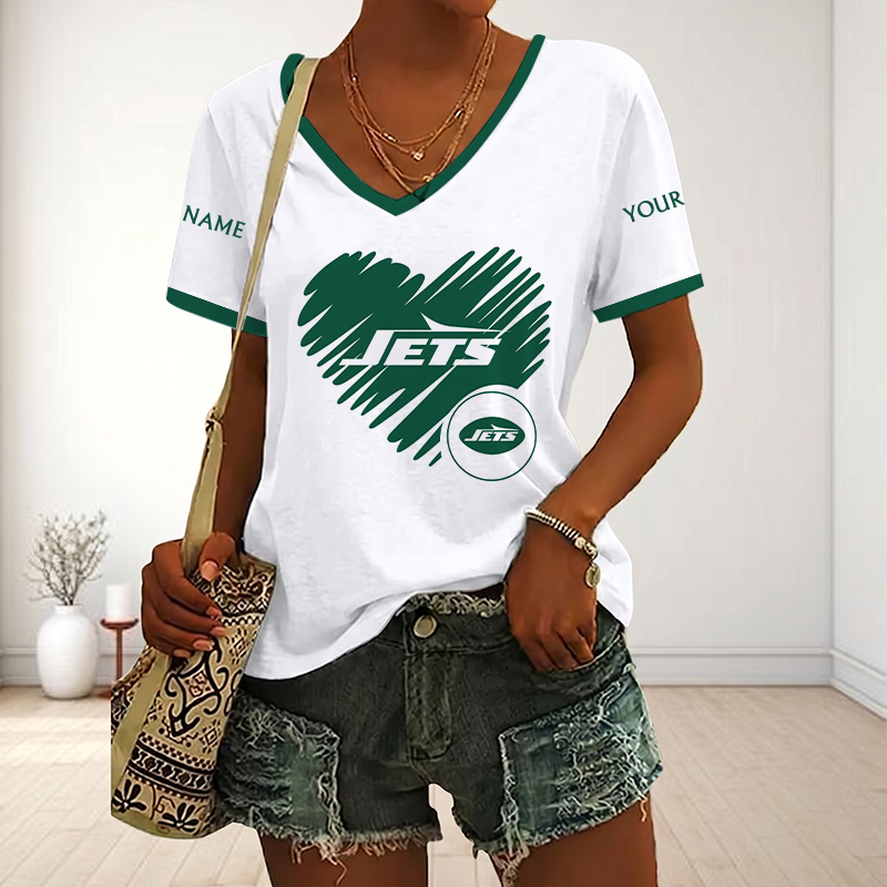 LIMITED EDITION - NEW CUSTOMIZED NFL25 NYJ NEW YORK JETS V-NECK FEMALE SHIRT