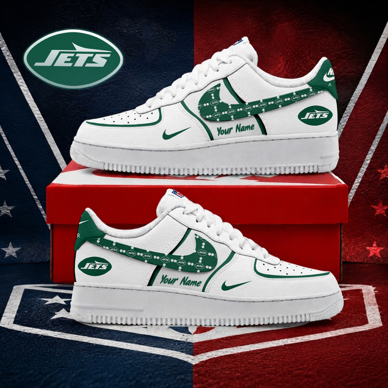 FINAL SALE - NEW CUSTOMIZED NFL25 NYJ NEW YORK JETS AF1 SHOES