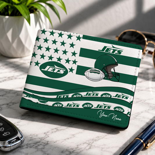FINAL SALE - NEW CUSTOMIZED NFL25 NYJ NEW YORK JETS LEATHER WALLET