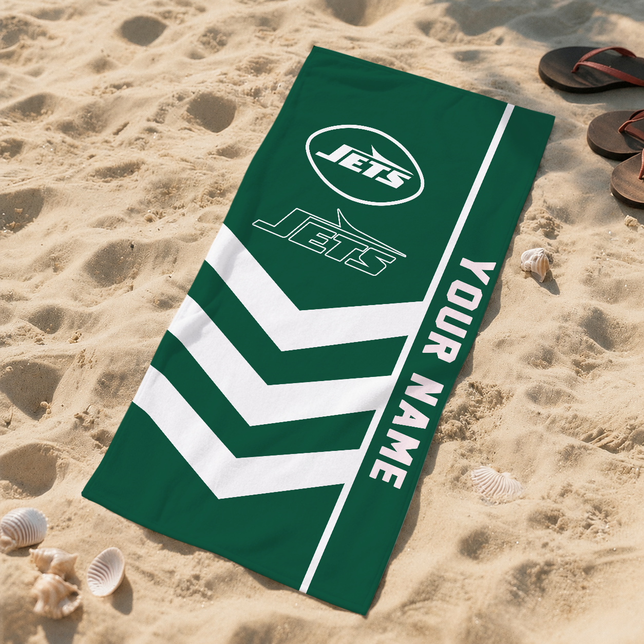 HOT DEAL - NEW CUSTOMIZED NFL25 NYJ NEW YORK JETS BEACH TOWEL
