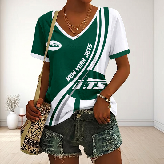 LIMITED EDITION - NEW CUSTOMIZED NFL25 NYJ NEW YORK JETS V-NECK FEMALE SHIRT