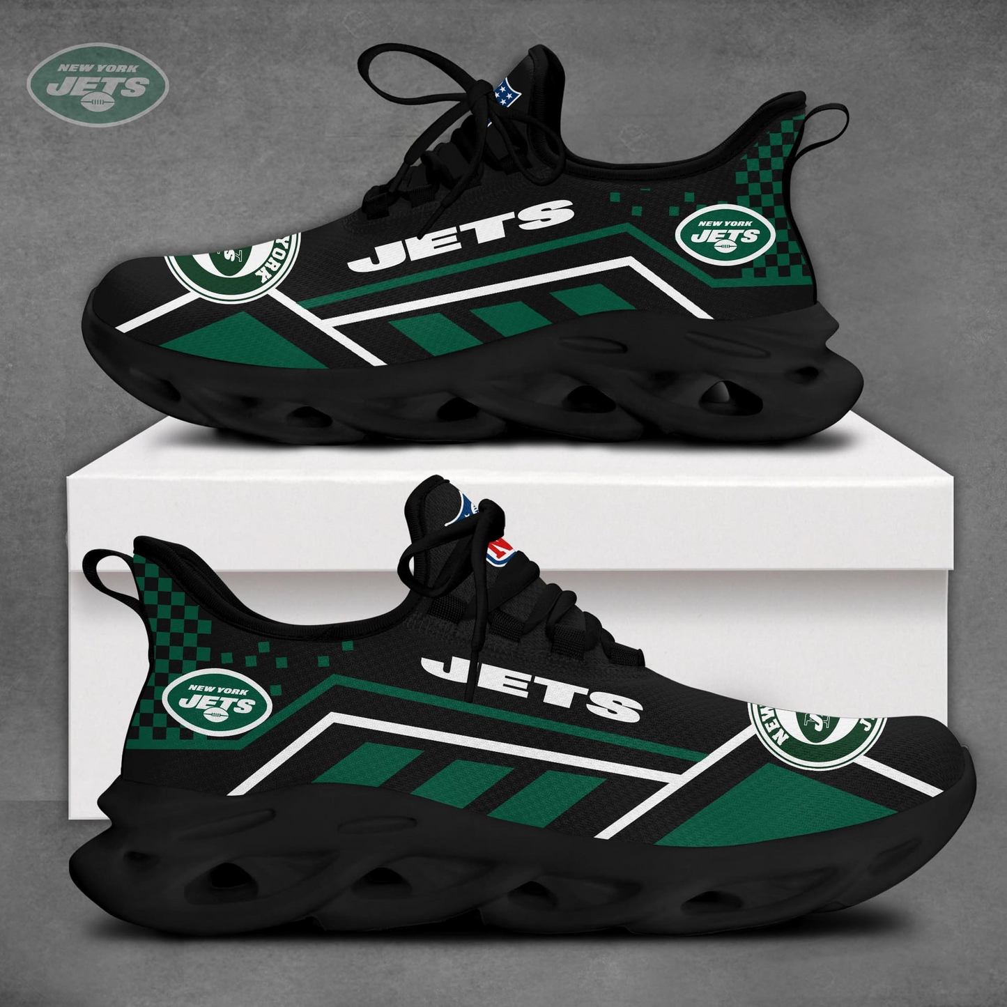 LIMITED EDITION - NEW CUSTOMIZED NFL25 NYJ NEW YORK JETS MAX SOUL SHOES