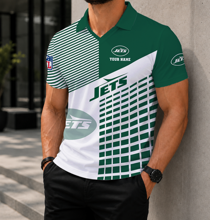FINAL SALE - NEW CUSTOMIZED NFL25 NYJ NEW YORK JETS POLO SHIRT