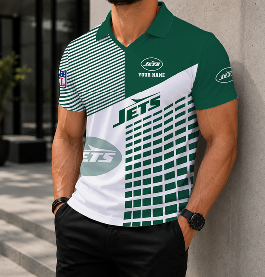FINAL SALE - NEW CUSTOMIZED NFL25 NYJ NEW YORK JETS POLO SHIRT