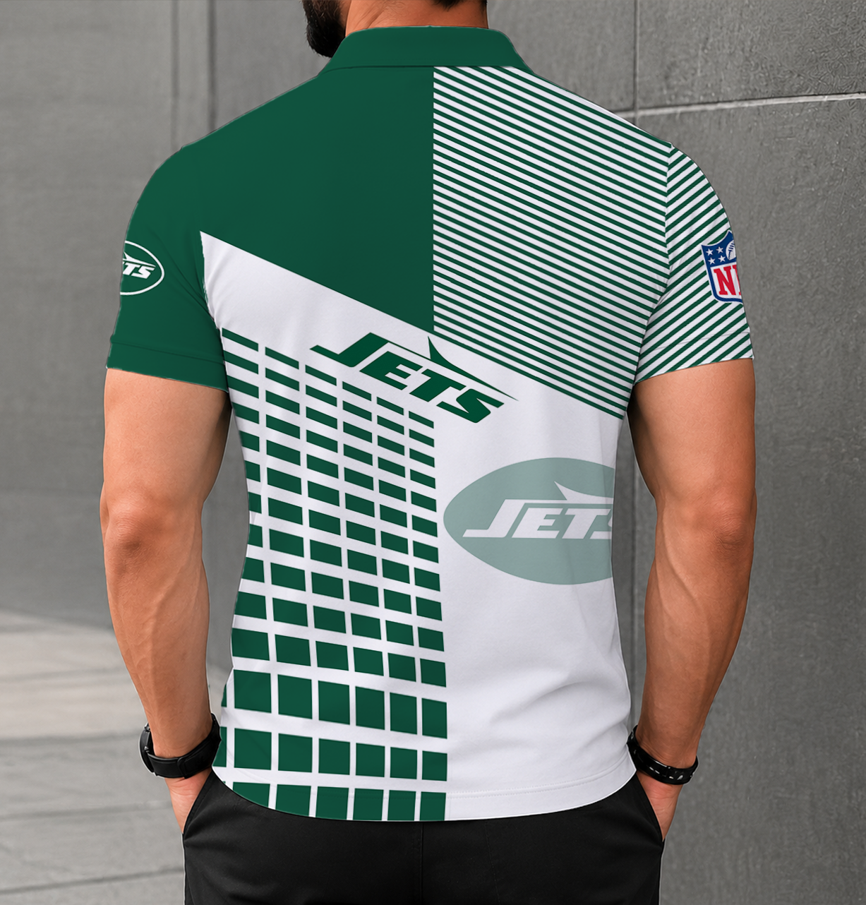 FINAL SALE - NEW CUSTOMIZED NFL25 NYJ NEW YORK JETS POLO SHIRT